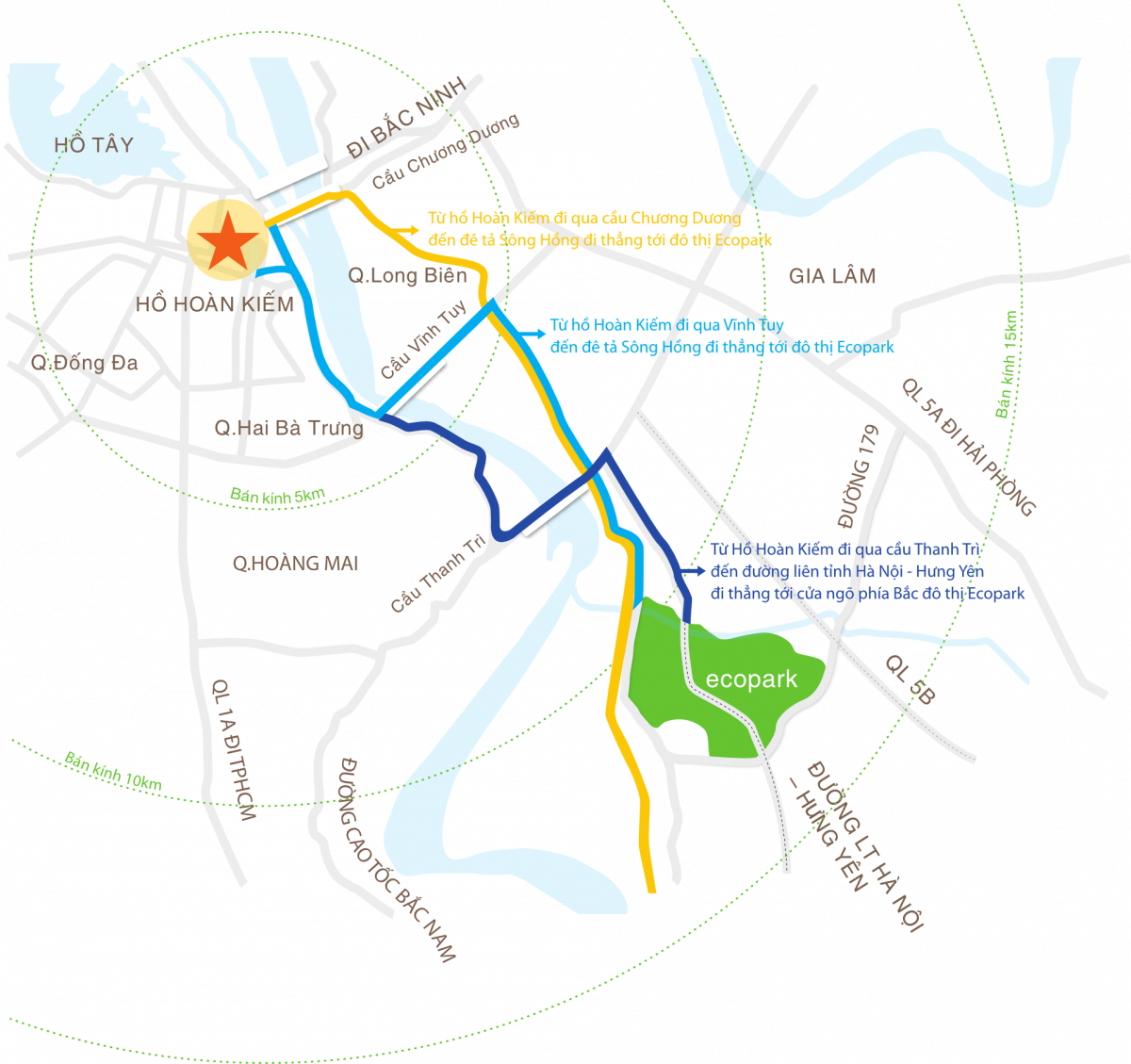 Bản đồ chỉ dẫn đường đi đến khu đô thị Ecopark
